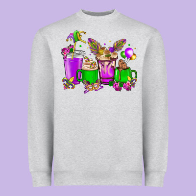 Mardi Gras Coffee Cups Heavyweight Sweatshirt Designed By Nancycooperartshop