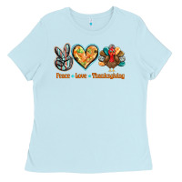 Baby Blue peace love thanksgiving Ladies Tee - BarkalooDesign