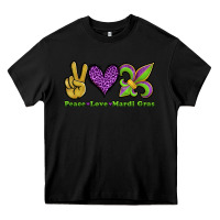 Black peace love mardi gras Heavy Core Tee - Jasminsmagicworld
