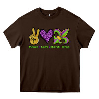 Chocolate Brown peace love mardi gras Heavy Core Tee - Jasminsmagicworld