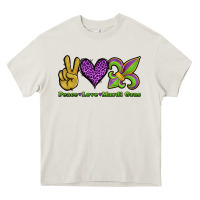 Cream peace love mardi gras Heavy Core Tee - Jasminsmagicworld