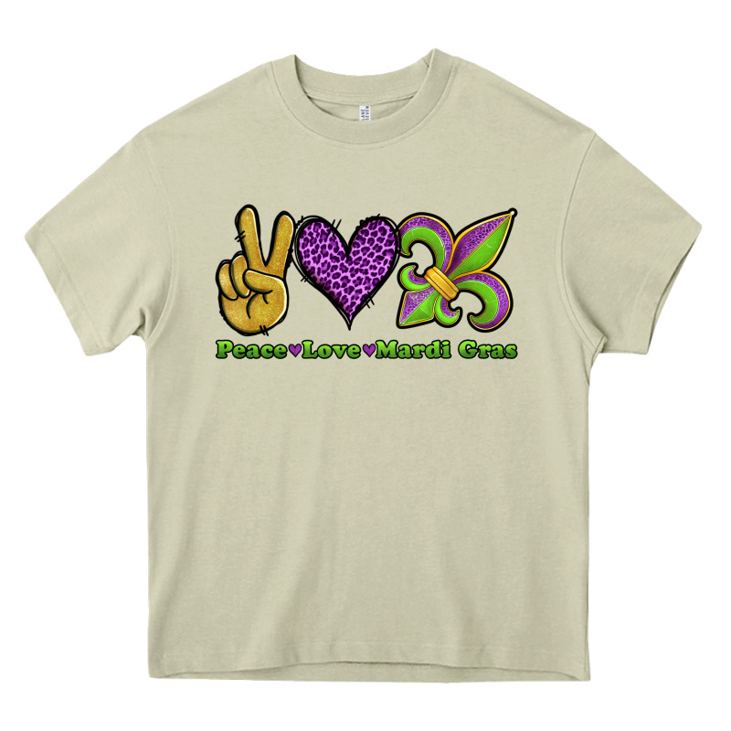Peace Love Mardi Gras Heavy Core Tee by Jasminsmagicworld | Teevron