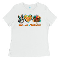 White peace love thanksgiving Ladies Tee - BarkalooDesign