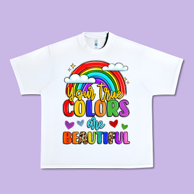 Name Vibrant Positivity Rainbow Art Urban Heavy Tee Designed By Lillyallendesigns