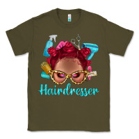 Army Green Afro Bantu Knots Red Hairdresser With Leopard Glasses Bbs Classic Tee - BundleAndBundleShop