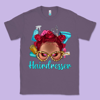 Afro Bantu Knots Red Hairdresser With Leopard Glasses Bbs Classic Tee Designed By Bundleandbundleshop