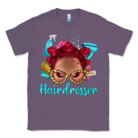 Lavender Afro Bantu Knots Red Hairdresser With Leopard Glasses Bbs Classic Tee - BundleAndBundleShop