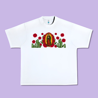 Lady Of Guadalupe Cactus Rose Urban Heavy Tee Designed By Jahusdesignshop