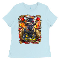Baby Blue firefighter axe and ladder Ladies Tee - LillyAllenDesigns