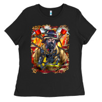 Black firefighter axe and ladder Ladies Tee - LillyAllenDesigns