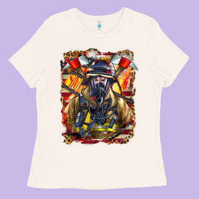 Firefighter Axe And Ladder Ladies Tee Designed By Lillyallendesigns