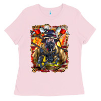 Bubblegum Pink firefighter axe and ladder Ladies Tee - LillyAllenDesigns