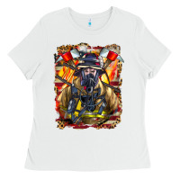 White firefighter axe and ladder Ladies Tee - LillyAllenDesigns
