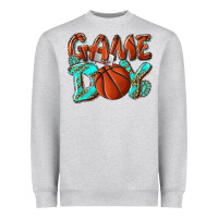 Heather Grey Game day leopard basketball Heavyweight Sweatshirt - NancyCooperArtShop