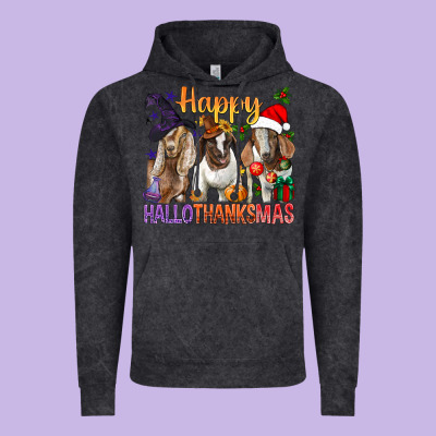 Happy Hallothanksmas Goats Vintage Hoodie Designed By Bundleandbundleshop