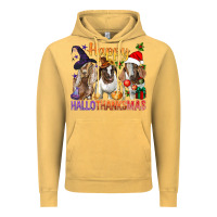 Vintage Mustard Happy Hallothanksmas Goats Vintage Hoodie - BundleAndBundleShop