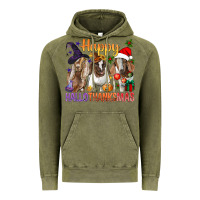 Vintage Olive Happy Hallothanksmas Goats Vintage Hoodie - BundleAndBundleShop