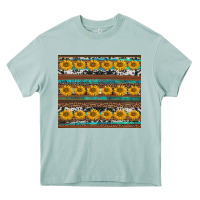 Arona sunflowers leopard cowhide turquoise Heavy Core Tee - BarkalooDesign