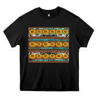 Black sunflowers leopard cowhide turquoise Heavy Core Tee - BarkalooDesign