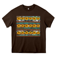 Chocolate Brown sunflowers leopard cowhide turquoise Heavy Core Tee - BarkalooDesign