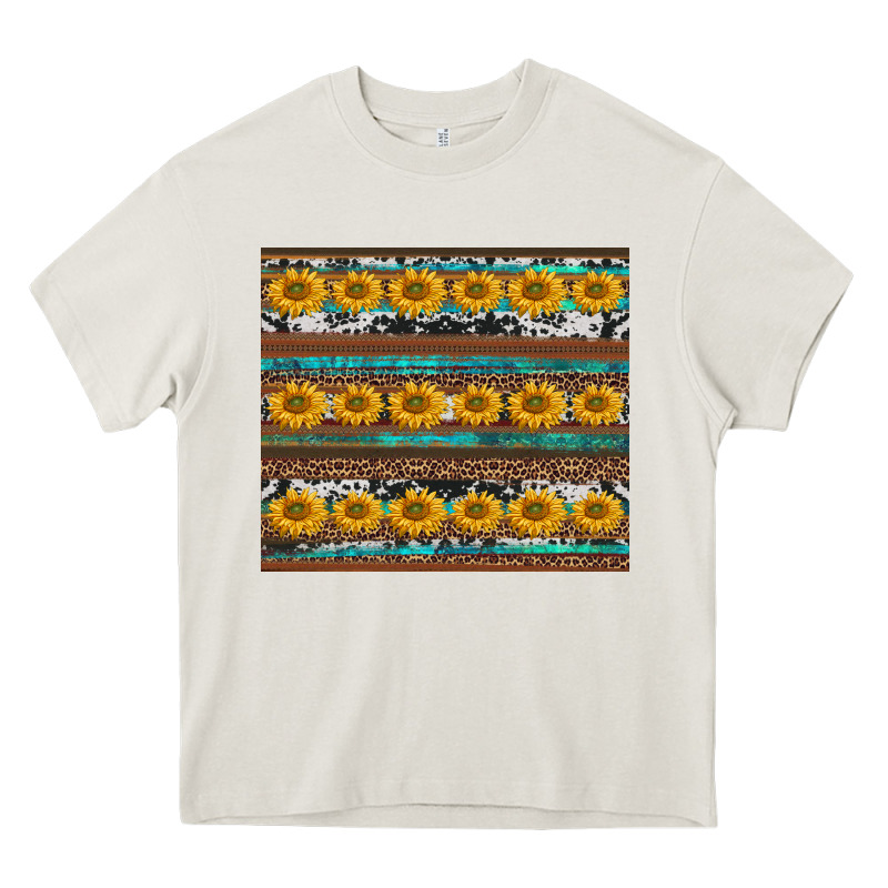 Sunflowers Leopard Cowhide Turquoise Heavy Core Tee by BarkalooDesign | Teevron
