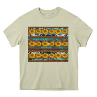 Mossy sunflowers leopard cowhide turquoise Heavy Core Tee - BarkalooDesign