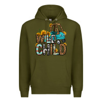 Army Green wild child kids car Premium Hoodie - OliviaCreatesArt