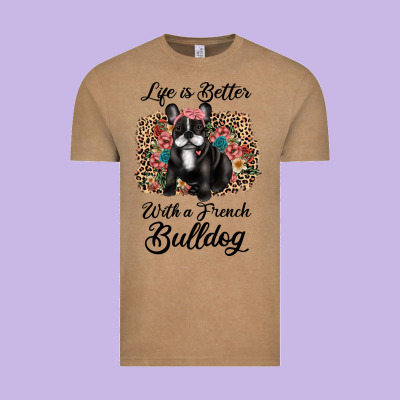 Life Is Better With A French Bulldog Vintage Tee Designed By Jahusdesignshop