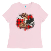 Bubblegum Pink leopard cowhide Christmas plaid patches Ladies Tee - Jasminsmagicworld