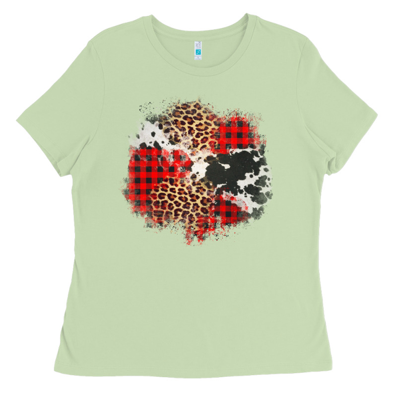 Leopard Cowhide Christmas Plaid Patches Ladies Tee by Jasminsmagicworld | Teevron
