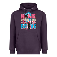 Plum Home of the free because of the brave Heavyweight Hoodie - FaDigitalArtStudio