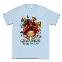 Dusty Blue Camp Hair Dont Care Messy Bun Bbs Classic Tee - BundleAndBundleShop