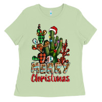 Matcha merry christmas cactus western Ladies Tee - BarkalooDesign