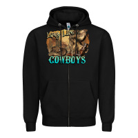 Black Long live Cowboys boots hat Zipper Hoodie - HowdyJamesFarm