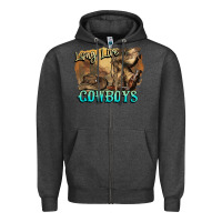 Charcoal Heather Long live Cowboys boots hat Zipper Hoodie - HowdyJamesFarm