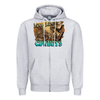 Heather Grey Long live Cowboys boots hat Zipper Hoodie - HowdyJamesFarm