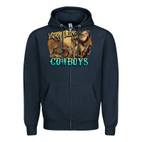 Navy Long live Cowboys boots hat Zipper Hoodie - HowdyJamesFarm