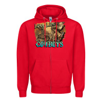 Red Long live Cowboys boots hat Zipper Hoodie - HowdyJamesFarm