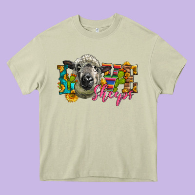 Western Love Sheeps Heavy Core Tee Designed By Lillyallendesigns