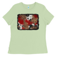 Matcha distressed cowhide leopard christmas background Ladies Tee - Jasminsmagicworld