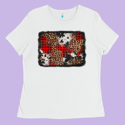 Distressed Cowhide Leopard Christmas Background Ladies Tee Designed By Jasminsmagicworld