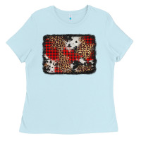 Baby Blue distressed cowhide leopard christmas background Ladies Tee - Jasminsmagicworld
