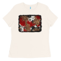 Bone distressed cowhide leopard christmas background Ladies Tee - Jasminsmagicworld