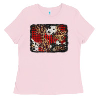 Bubblegum Pink distressed cowhide leopard christmas background Ladies Tee - Jasminsmagicworld