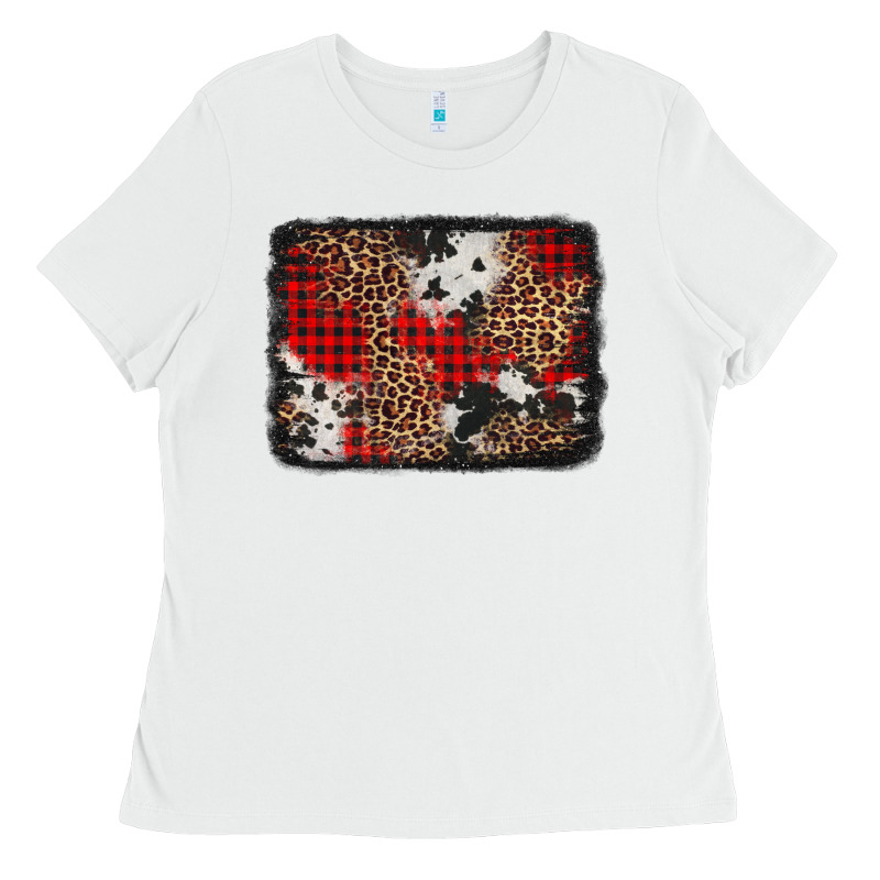 Distressed Cowhide Leopard Christmas Background Ladies Tee by Jasminsmagicworld | Teevron