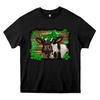Black st Patricks cow with leopard background holstein cow Heavy Core Tee - Jasminsmagicworld