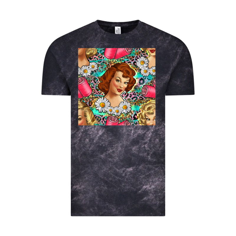 Hairdresser Western Girl And Hair Curler Seamless Pattern Bbs Vintage Tee by BundleAndBundleShop | Teevron