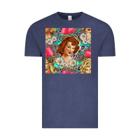 Vintage Denim Hairdresser Western Girl And Hair Curler Seamless Pattern Bbs Vintage Tee - BundleAndBundleShop