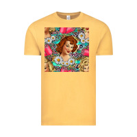 Vintage Mustard Hairdresser Western Girl And Hair Curler Seamless Pattern Bbs Vintage Tee - BundleAndBundleShop