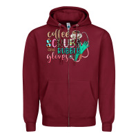 Burgundy coffee scrubs and rubber gloves Zipper Hoodie - CowGirlArtShop